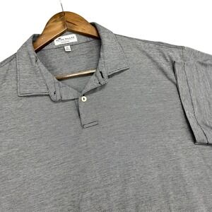 Peter Millar Nanoluxe Mens XL Polo‎ Shirt Gray Stripe Short Sleeve Cotton Golf